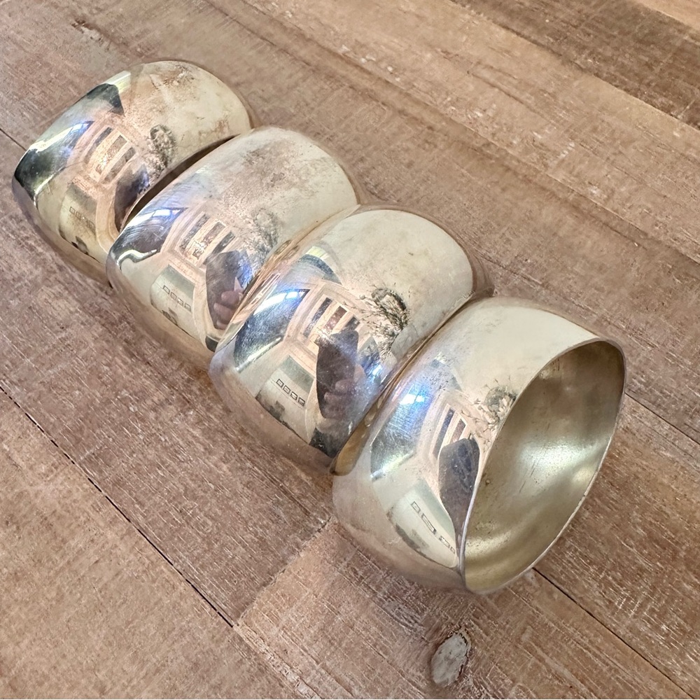 4 Oval Pier 1 Silver Plated Napkin Rings Made In India Natural Patina Vintage